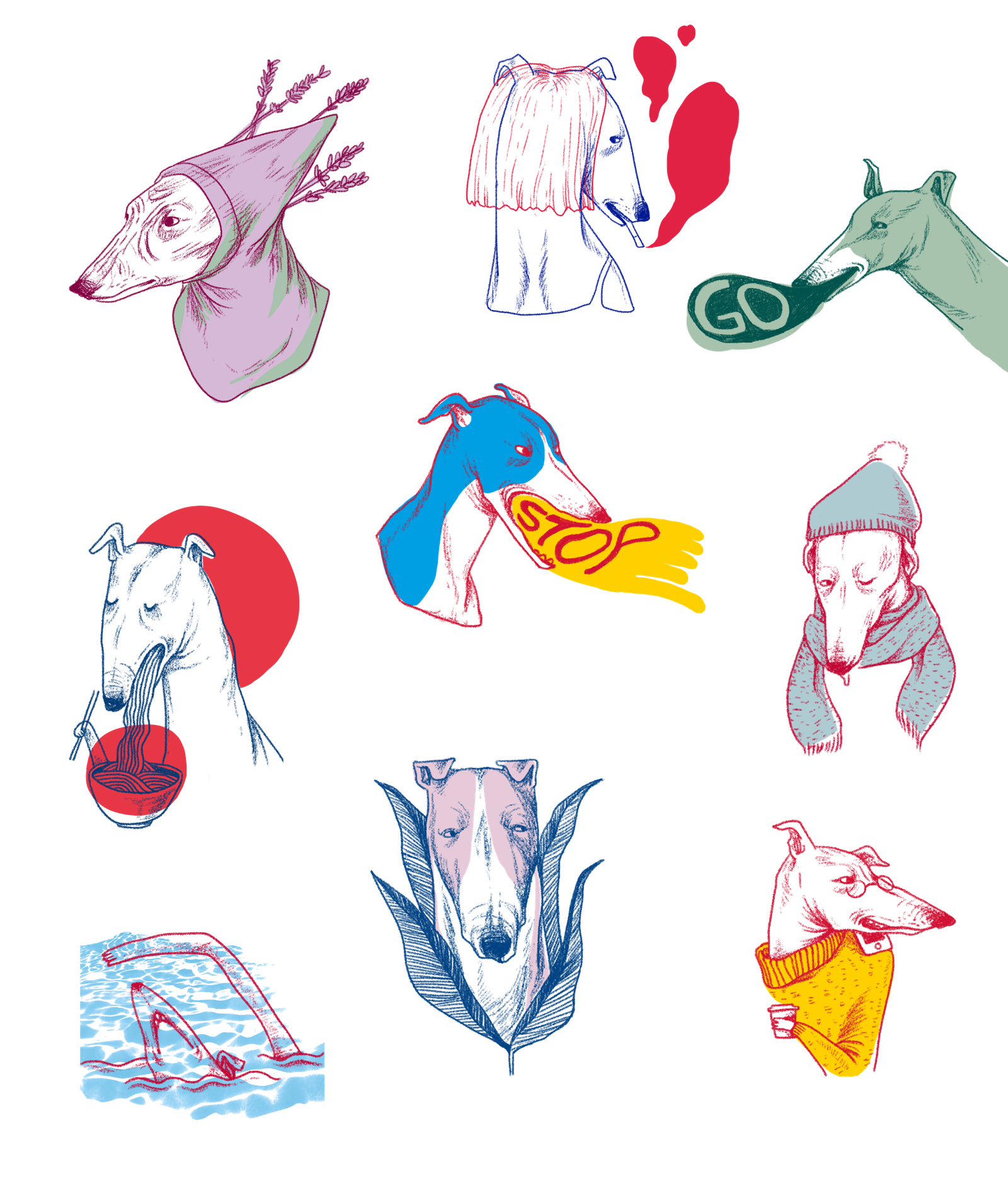 Greyhounds doing people things COMBINED